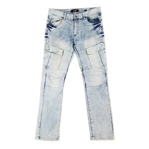 spark jeans men's 38x34 slim straight cargo stacked moto retro stretch pants